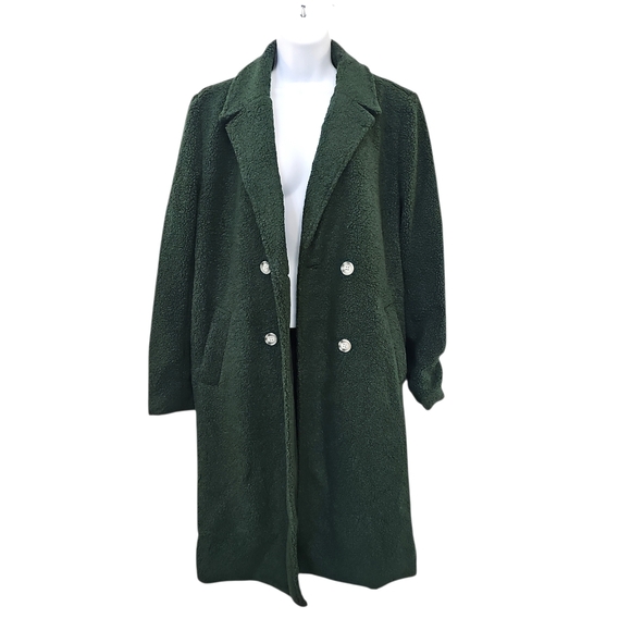 Wishlist Jackets & Blazers - New Wishlist Sherpa Fleece Jacket Women Size S Green Button Front